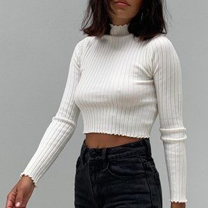 Princess Polly Grand Gestures Ribbed Top White